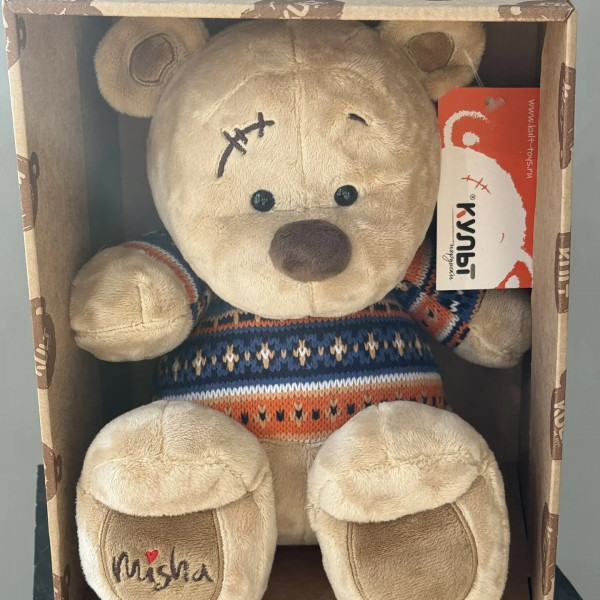 Мягкая игрушка медведь Миша в свитере